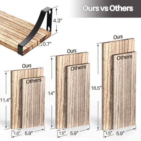 Rustikale Paulownia Holzwandregale für Schlafzimmer, Badezimmer
